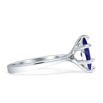 Marquise 7X14 Solitaire Ring Blue Sapphire CZ 925 Sterling Silver Wholesale